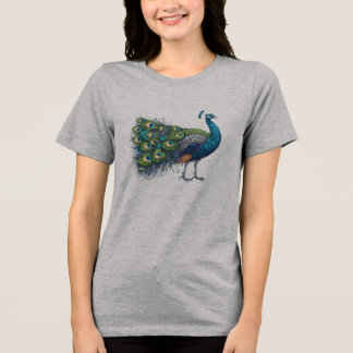 Pfauenvogel Bella+Leinwand Dreigeschluss für Fraue Tri-Blend Shirt