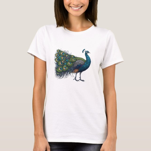 Pfauenvogel Grunddunkler T - Shirt (Vorderseite)