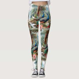 Pfauenvögel in Wäldern Leggings
