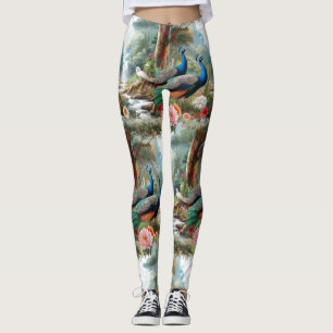 Pfauenvögel in Wäldern Leggings