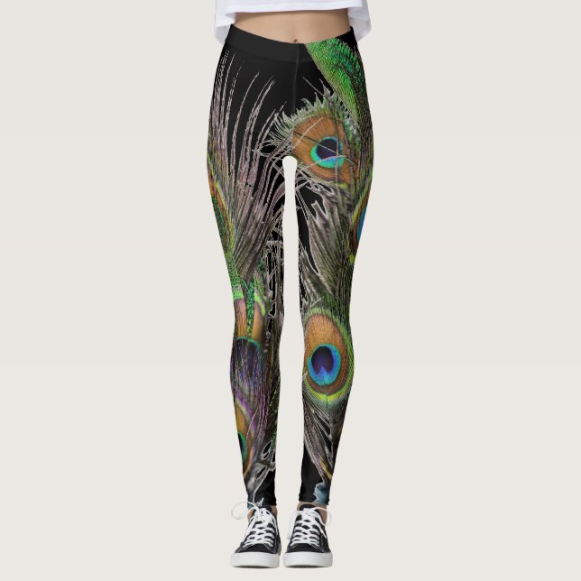 Pfaufedercollage Leggings (Vorderseite)