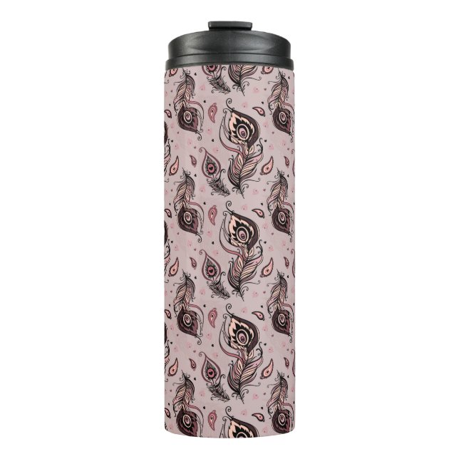 Pfaufedermuster Thermosbecher (Vorderseite)