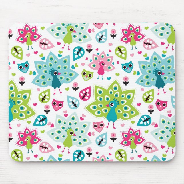 Pfauvogel und -eule mousepad (Vorne)