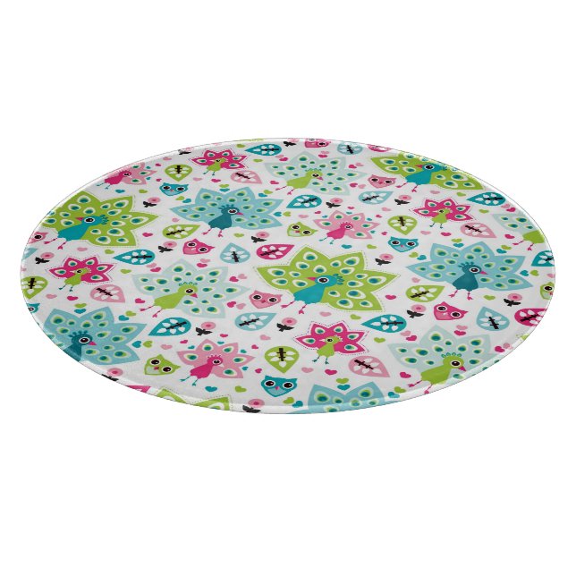 Pfauvogel und -eule schneidebrett (Ecke)