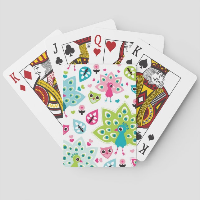 Pfauvogel und -eule spielkarten (Rückseite)