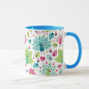 Pfauvogel und -eule tasse