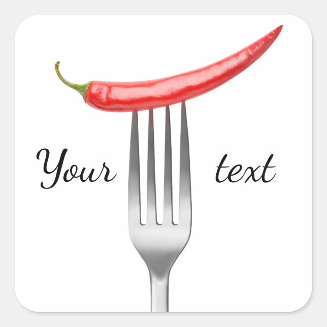 Pfeffer auf Gabel Quadratischer Aufkleber (Vorderseite)