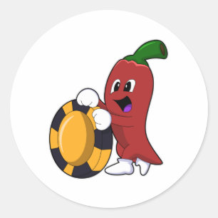 Pfeffer im Poker mit Poker-Chips Runder Aufkleber