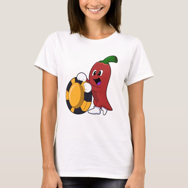 Pfeffer im Poker mit Poker-Chips T-Shirt (Vorderseite)