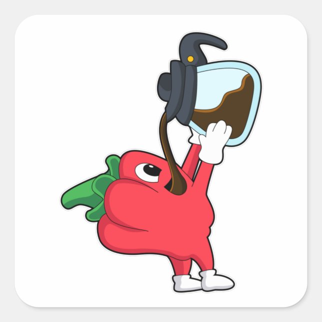 Pfeffer mit Kaffee Quadratischer Aufkleber (Vorderseite)