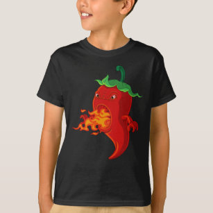 Pfeffer mit rotem heißem Chili mit Flamme T-Shirt