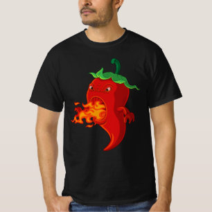 Pfeffer mit rotem heißem Chili mit Flamme T-Shirt