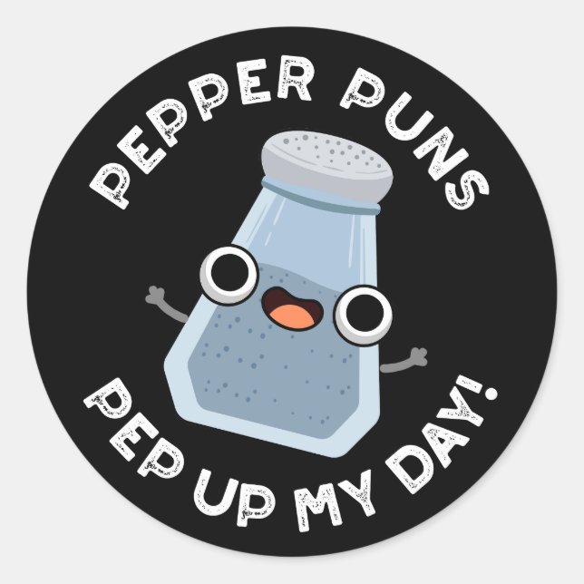 Pfeffer Pep Up My Day Funny Food Puff Dark BG Runder Aufkleber (Vorderseite)