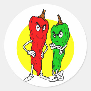 Pfeffer-Schläger Rot-Grün-Gelb-Kragen Runder Aufkleber