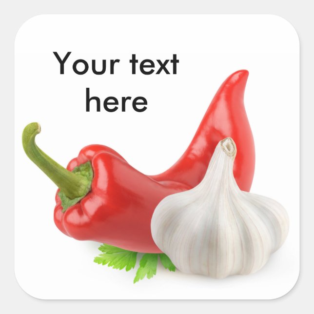 Pfeffer und Knoblauch Quadratischer Aufkleber (Vorderseite)