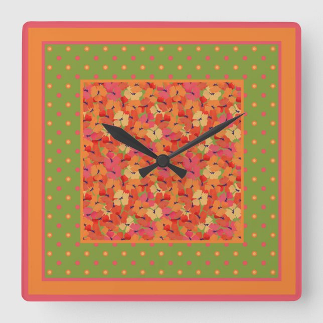 Pfeffer und Polka-Punkte auf der Uhr an der Mauer  (Vorderseite)
