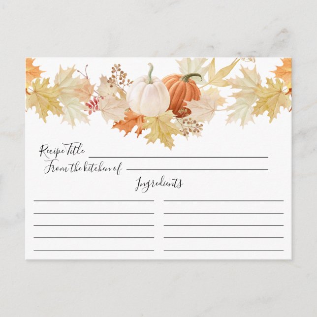 Pfefferkins Blumenrezeptkarte im Herbst Postkarte (Vorderseite)