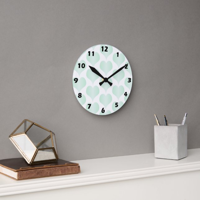 Pfefferminz Herzen Design Runde Wanduhr (Büro)