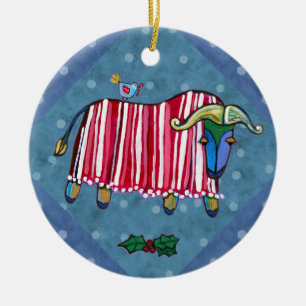 Pfefferminz-Ochsen-Weihnachtsbaum-Verzierung Keramikornament