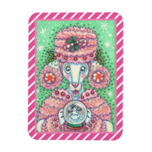 PFEFFERMINZ ROSAFARBENER POODLE, LUSTIGER WEIHNACH MAGNET