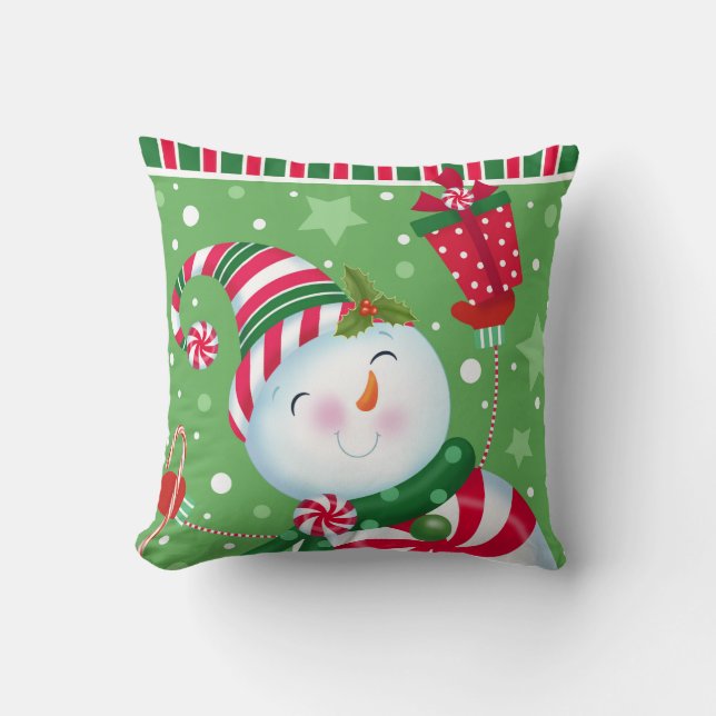 Pfefferminz-Schneemann-Kissen Kissen (Vorderseite)