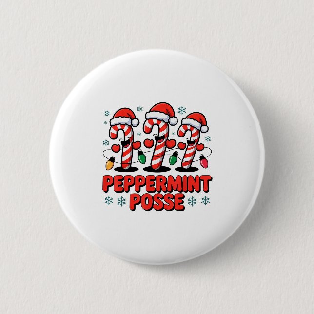 Pfefferminz-Sse-Zuckerrohr lustiger Weihnachtsmann Button (Vorderseite)
