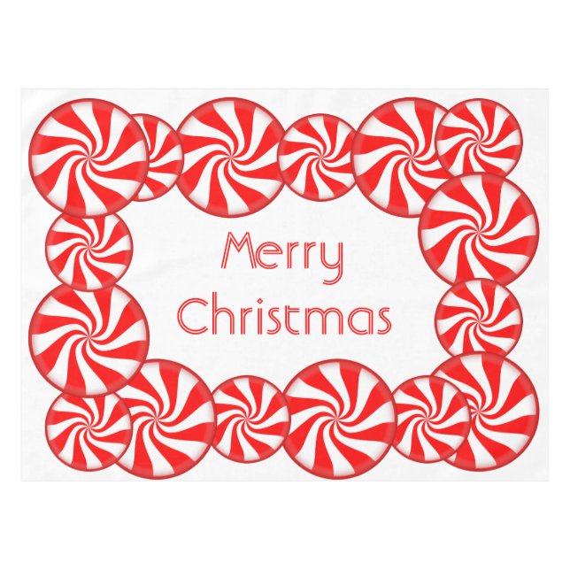 Pfefferminz-Süßigkeits-frohe Weihnachten Tischdecke (Vorderseite (Horizontal))