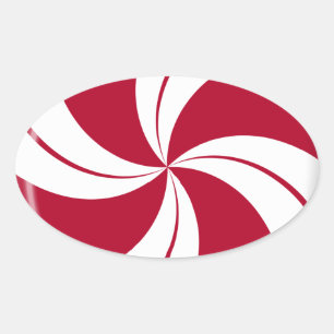 Pfefferminz-Swirllinien-Süßigkeit Ovaler Aufkleber