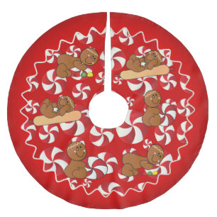 Pfefferminz-u. Gumdrop-Weihnachtslebkuchen-Männer Polyester Weihnachtsbaumdecke