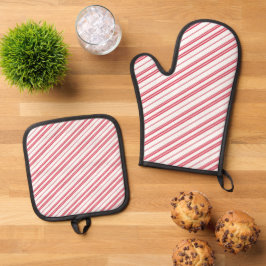 Pfefferminz-Weihnachts-Candy-Cane-Streifen Ofenhandschuh & Topflappen-Set