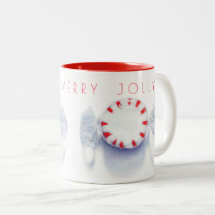 Pfefferminzbonbon "HAPPY MERRY JOLLY" Zweifarben-T Zweifarbige Tasse