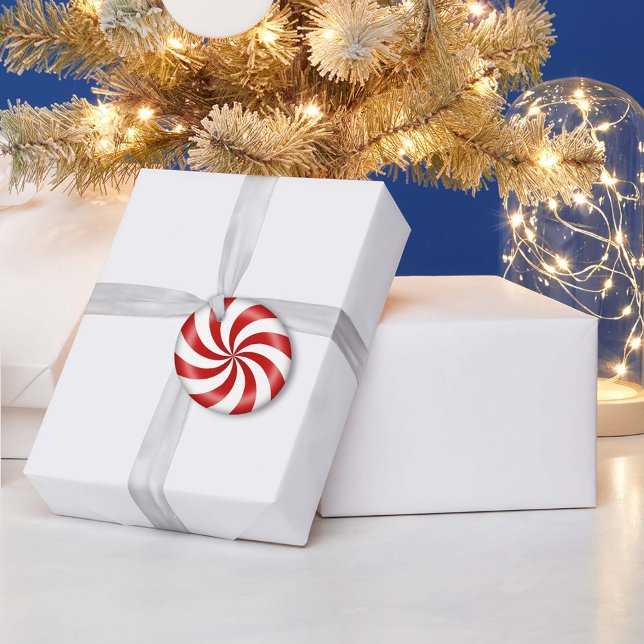 Pfefferminzbonbons für die Süßigkeiten Geschenkanhänger (Add a sweet peppermint candy favor tag to your holiday gifts. Customize with your text.)