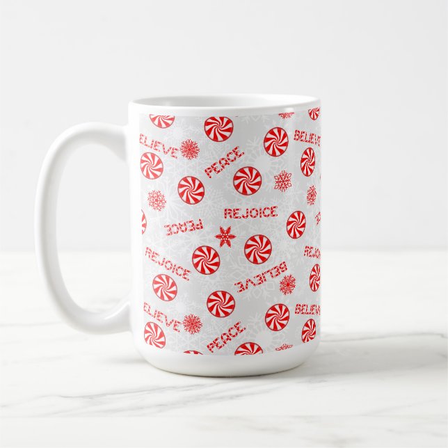 Pfefferminzbonbons und inspirierende Worte Kaffeetasse (Links)