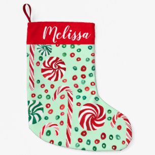 Pfefferminze Candy Cane Weihnachtszeit Süßigkeit Kleiner Weihnachtsstrumpf