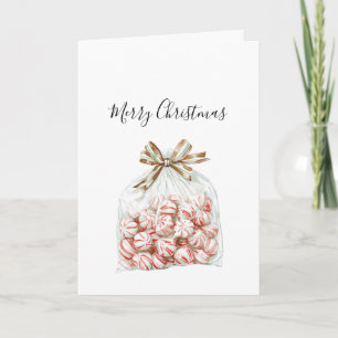 Pfefferminze Grün Rot Floral Weihnachten Karte