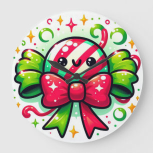 Pfefferminzfreude: Weihnachtlicher Süßigkeiten-Cha Große Wanduhr