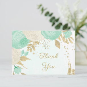 Pfefferminzgrün & weiße Blume Hochzeit mit Blumen Dankeskarte