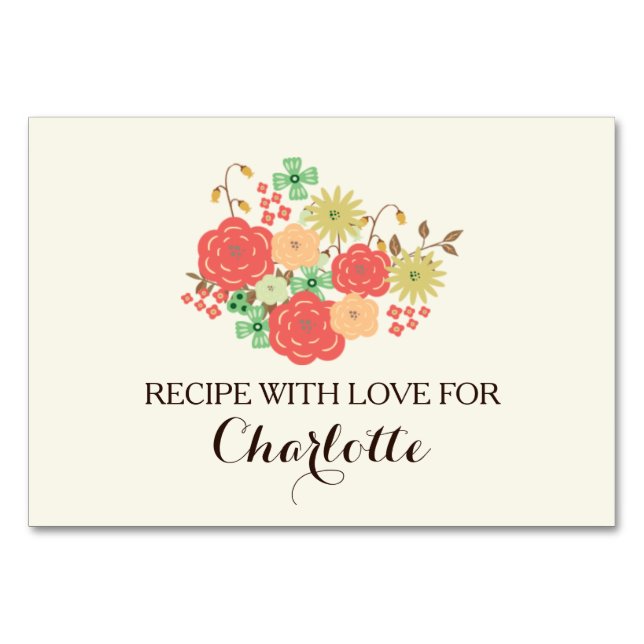 Pfefferminzkarten mit blumengeschmücktem Brautpart Tischnummer (Vorderseite)