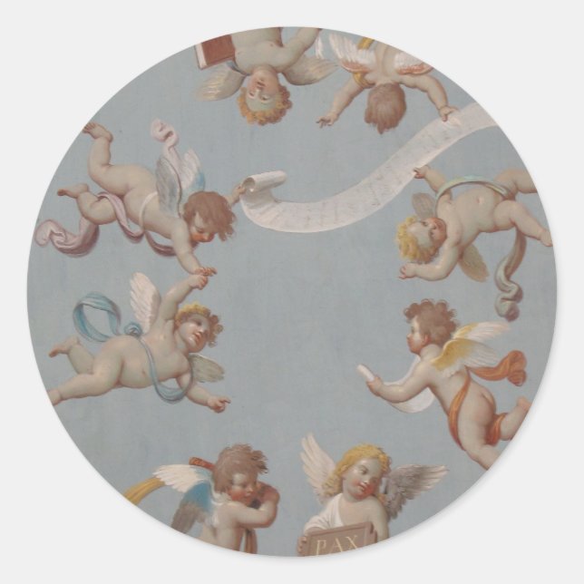 Pfeife Engel aus der Renaissance Runder Aufkleber (Vorderseite)