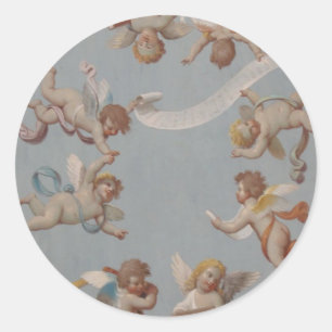 Pfeife Engel aus der Renaissance Runder Aufkleber