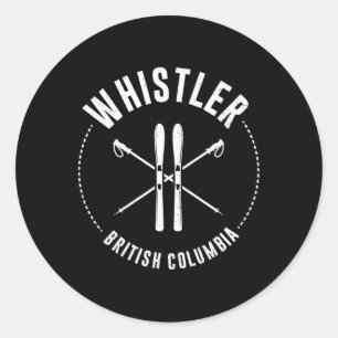 Pfeifen British Columbia. Kanadischer Bergskiin Runder Aufkleber
