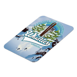 Pfeifen Kanada Skifahrplakat. Magnet