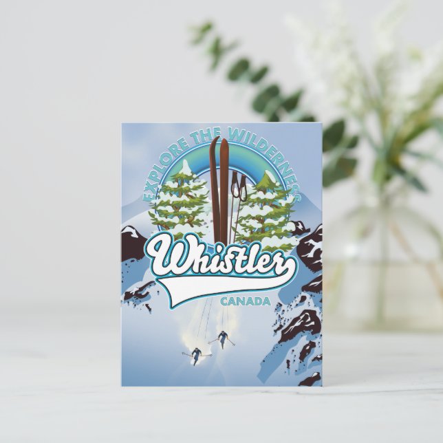 Pfeifen Kanada Skifahrplakat. Postkarte (Stehend Vorderseite)