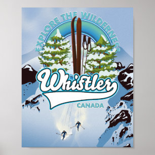 Pfeifen Kanada Skifahrplakat. Postkarte Poster
