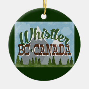 Pfeifer-Kanada-SpaßRetro Snowy-Berge Keramik Ornament