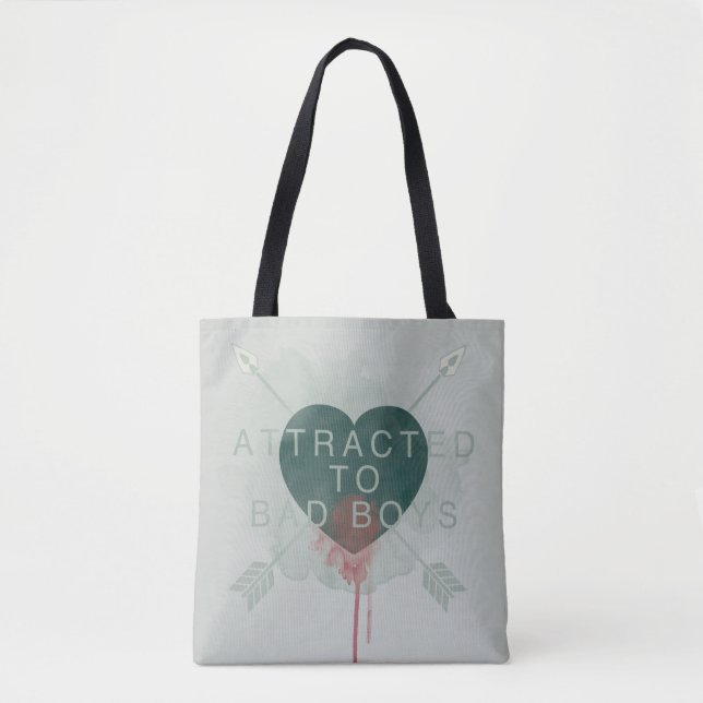 Pfeil | "Attracted to Bad Boys" durchbohrtes Herz Tasche (Vorderseite)