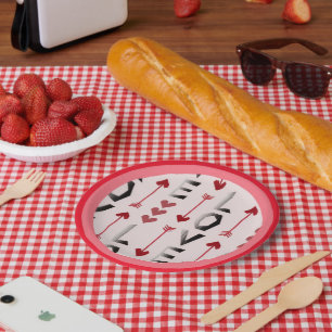 Pfeil, Herz & Liebe Romantisches Design Pappteller