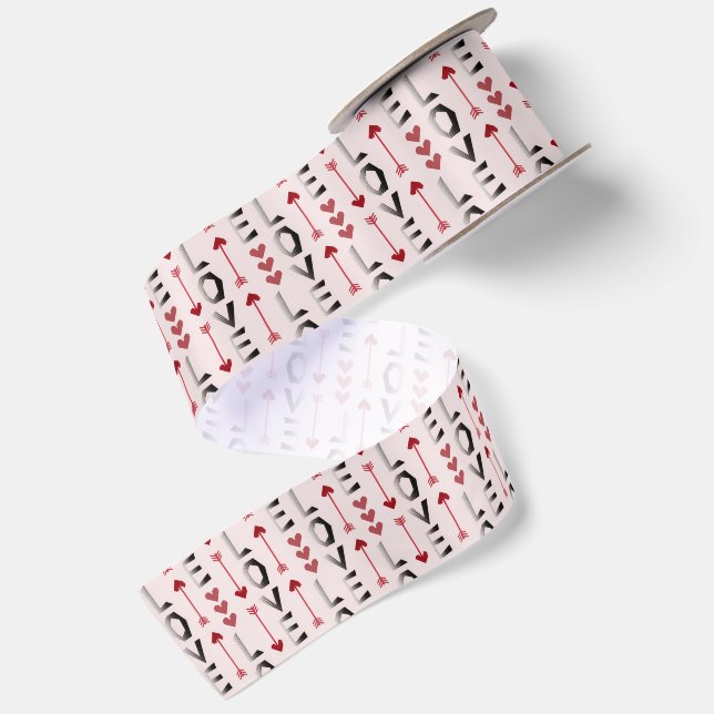 Pfeil, Herz & Liebe Romantisches Design Satinband (Rückseite)