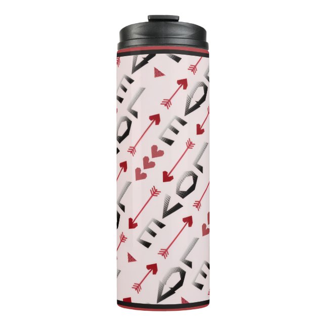 Pfeil, Herz & Liebe Romantisches Design Thermosbecher (Vorderseite)