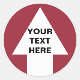 Pfeil nach oben mit benutzerdefiniertem Text Runder Aufkleber